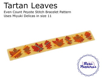 Tartan Leaves Peyote Bracelet (Miyuki Delicas Size 11 Even Count)