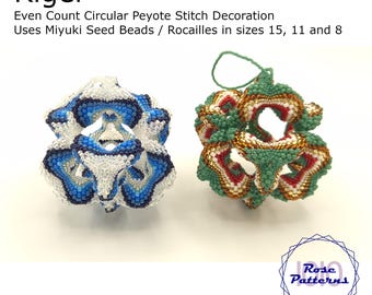 Rigel Peyote Decoration Tutorial (Miyuki Seed Beads Sizes 8, 11 and 15 Even Count Circular Peyote)