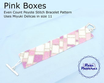 Pink Boxes Peyote Armband (Miyuki Delicas Size 11 Even Count)