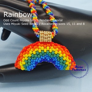 Regenbogen Peyote Anhänger Anleitung Miyuki Seed Beads Größen 8, 11 und 15 Odd Count Peyote Bild 1