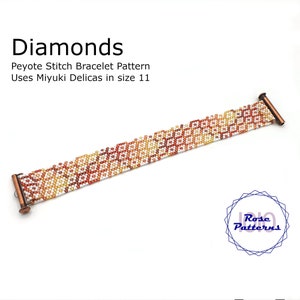 Diamonds Peyote Bracelet Pattern (Miyuki Delicas Size 11 Even Count)