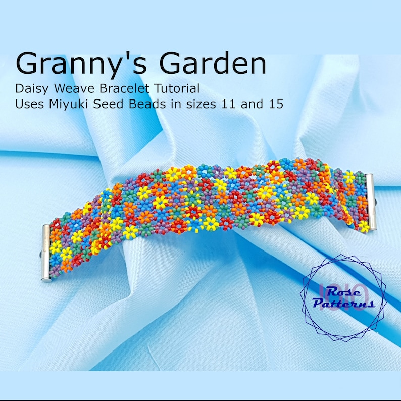 Granny's Garden Daisy Weave Bracelet Tutorial Miyuki Seed Beads Sizes 11 and 15 image 2