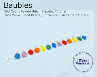 Baubles Peyote Bracelet Pattern (Miyuki Seed Beads Sizes 8, 11 and 15 Even Count)