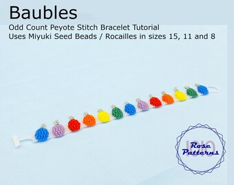 Baubles Peyote Bracelet Pattern (Miyuki Seed Beads Sizes 8, 11 and 15 Even Count)
