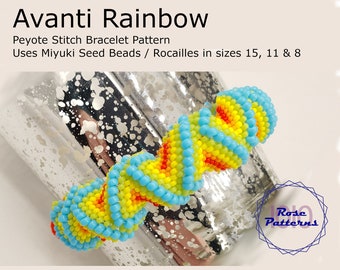 Avanti Rainbow Peyote Bracelet Tutorial (Miyuki Seed Beads Sizes 8, 11 and 15 Even Count Peyote)