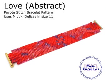 Love (Abstrakt) Peyote Armband Muster (Miyuki Delicas Size 11 Even Count)