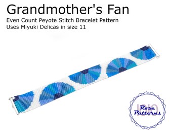 Grandmother's Fan Peyote Bracelet (Miyuki Delicas Size 11 Even Count)