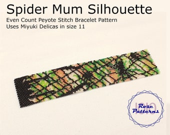 Spider Mum Silhouette Peyote Bracelet (Miyuki Delicas Size 11 Even Count)