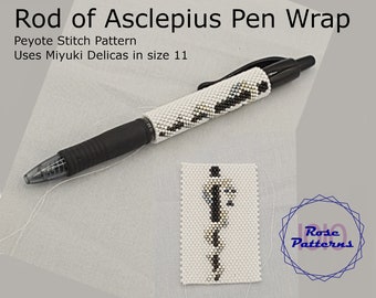 Stab des Asklepios Pen Wrap Muster (Miyuki Delicas Size 11 Even Count)