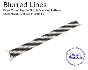 Blurred Lines Peyote Bracelet Pattern (Miyuki Delicas Size 11 Even Count)