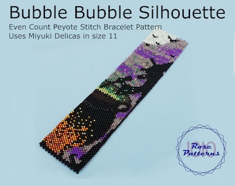Bubble Bubble Silhouette Peyote Bracelet (Miyuki Delicas Size 11 Even Count)