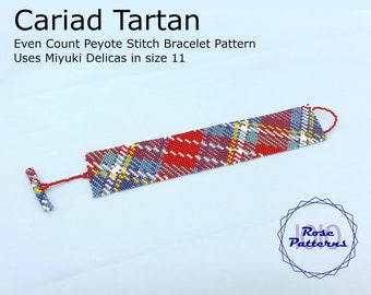 Cariad Tartan Peyote Armband (Miyuki Delicas Größe 11 Even Count)