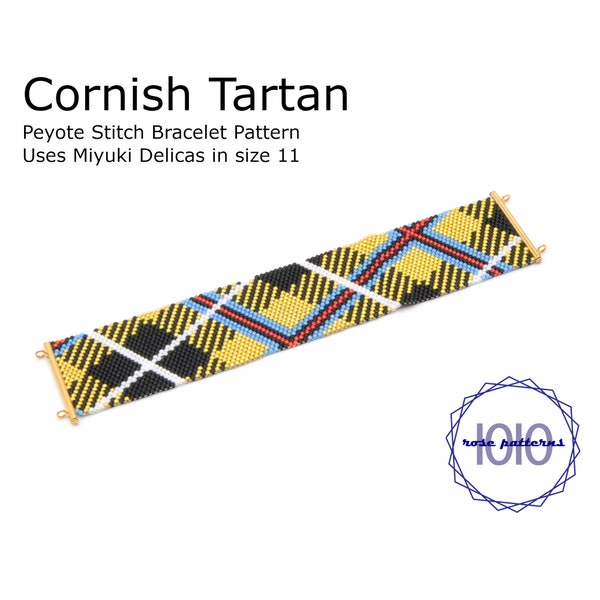 Cornish Tartan Peyote Bracelet Pattern (Miyuki Delicas Taille 11 Nombre pair)