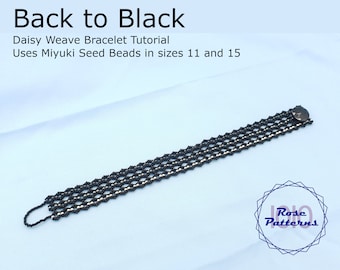 Back to Black Daisy Weave Bracelet Tutorial (Miyuki Seed Beads Sizes 11 and 15)