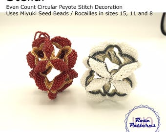 Stellar Peyote Decoration Tutorial (Miyuki Seed Beads Sizes 8, 11 and 15 Even Count Circular Peyote)