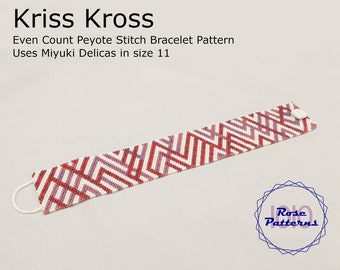 Kriss Kross Peyote Armband (Miyuki Delicas Size 11 Even Count)