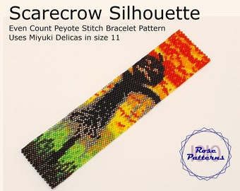 Scarecrow Silhouette Peyote Bracelet (Miyuki Delicas Size 11 Even Count)
