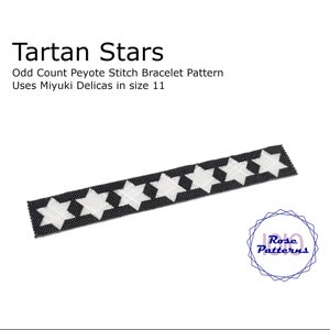 Bracelet Tartan Stars Peyote (Miyuki Delicas Taille 11 Odd Count)