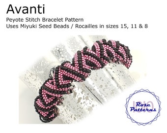 Avanti Peyote Bracelet Tutorial (Miyuki Seed Beads Sizes 8, 11 and 15 Even Count Peyote)