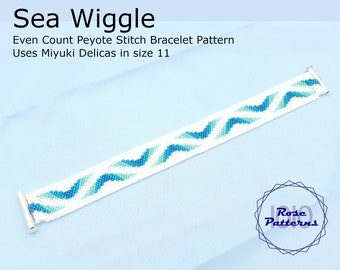 Sea Wiggle Peyote Bracelet (Miyuki Delicas Size 11 Even Count)