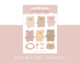 cuttie bears hoppang sticker printable digital stickers etsy