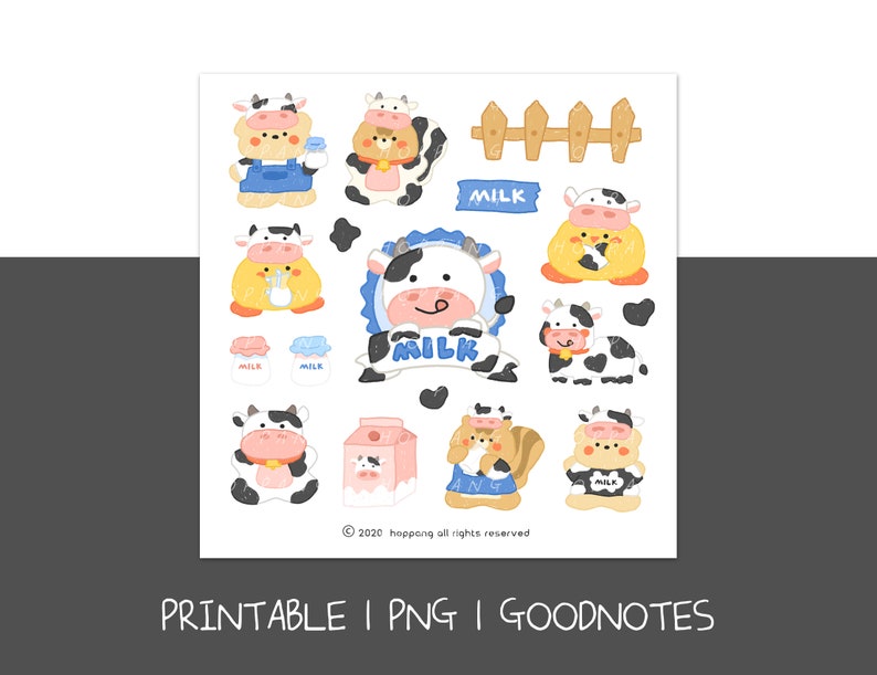 Milk Cow HOPPANG Sticker Printable & Digital Stickers PNG - Etsy Ireland