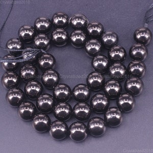Natural Black Jet Stone Gemstone Loose Spacer Round Ball Beads 4mm 6mm 8mm 10mm 15.5&quot; Strand