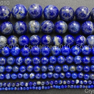 AAA Natural Lapis Lazuli Gemstones Round Ball Spacer Beads 2mm 3mm 4mm 5mm 6mm 7mm 8mm 10mm 11mm 12mm 15.5&quot;