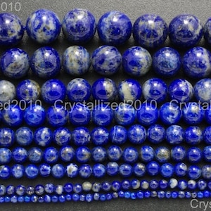 AAA Natural Lapis Lazuli Gemstones Round Ball Spacer Beads 2mm 3mm 4mm 5mm 6mm 7mm 8mm 10mm 11mm 12mm 15.5"