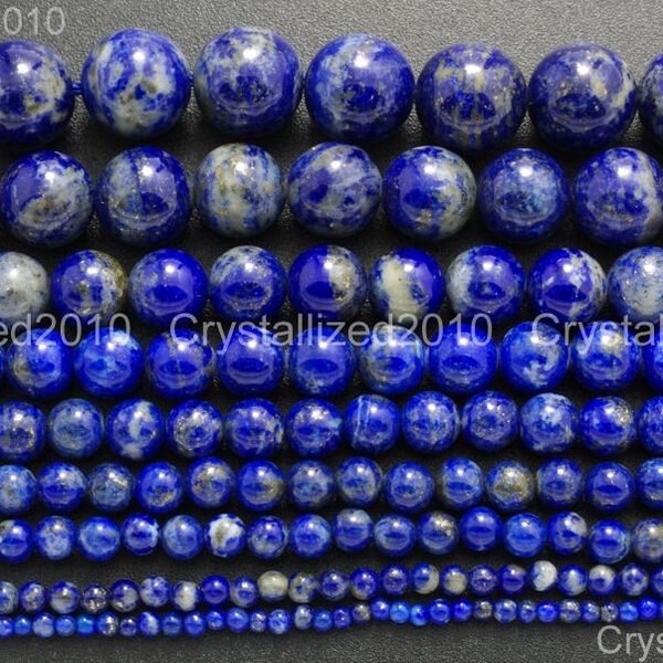 AAA Natural Lapis Lazuli Gemstones Round Ball Spacer Perles 2mm 3mm 4mm 5mm 6mm 7mm 8mm 10mm 11mm 12mm 15.5 »