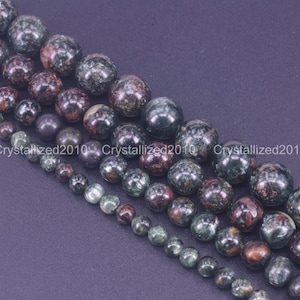 Natural Green Charoite Gemstone Beads: Round Ball Spacer, 15.5&quot; Strand