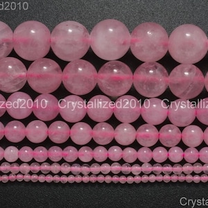 Natural Rose Quartz Gemstone Loose Spacer Round Ball Beads 2mm 3mm 4mm 6mm 8mm 10mm 12mm 14mm 15.5" Strand