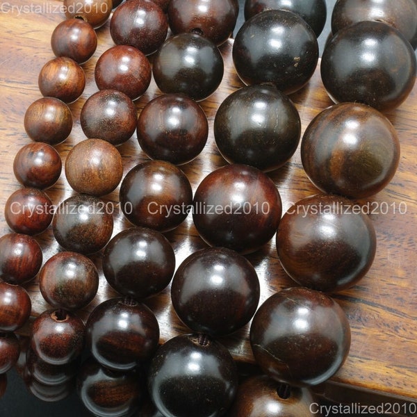 Natural Red Black Mahogany Wood Round Ball Loose Spacer Perles 10mm 12mm 15mm 18mm 20mm Strand Healing Bracelet