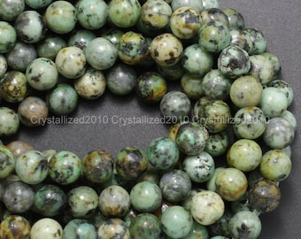 Natural African Turquoise Gemstones Round Ball Spacer Beads 2mm 3mm 4mm 6mm 8mm 10mm 12mm 15.5&quot;