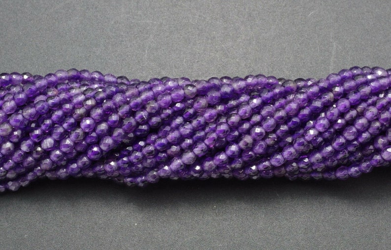 Faceted Grade A Natural Amethyst Gemstone Loose Spacer Round Ball Beads 2mm 3mm 4mm 6mm 8mm 10mm 12mm 16