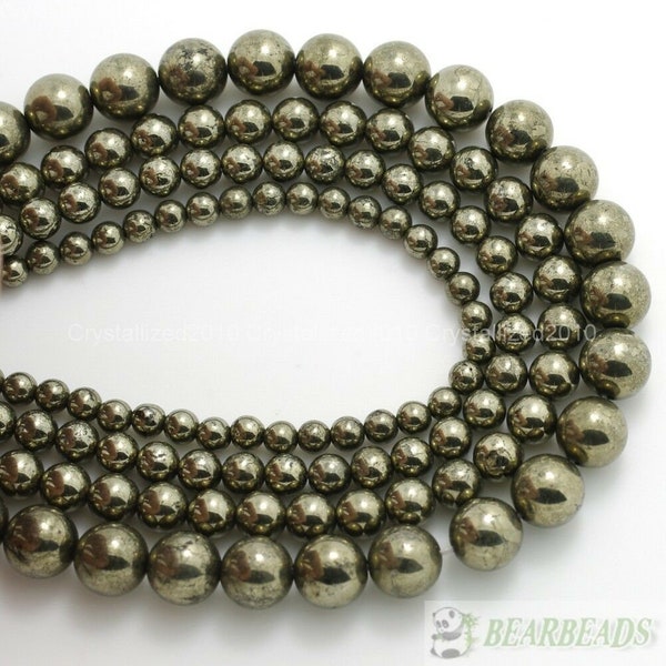 Pierres précieuses en fer naturel Ballon rond Spacer Perles 2mm 3mm 4mm 5mm 6mm 8mm 10mm 12mm 14mm 16mm 18mm 20mm 15.5 »