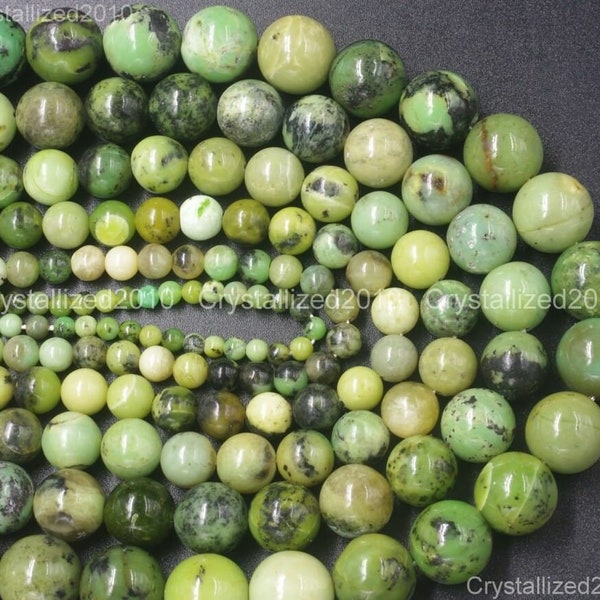 Natural Australian Chrysoprase Gemstones Round Ball Spacer Beads 4mm 6mm 8mm 10mm 12mm 14mm 5.5" Strand