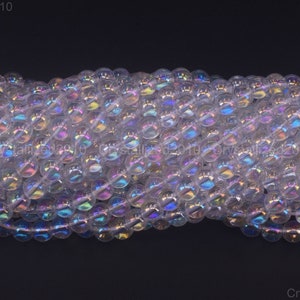 Angel Aura Crystal Quartz Gemstone Round Ball Loose Spacer Beads 4mm 6mm 8mm 10mm 12mm 15.5&quot; Strand