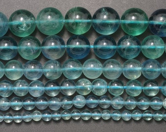 AAA Natural Blue Fluorite Round Beads, Gemstone Spacer (15.5")