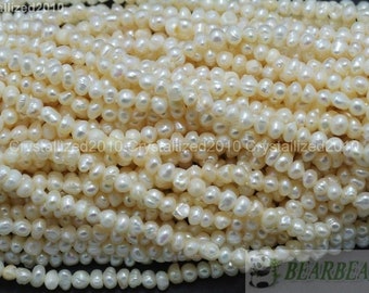 Natural White Freshwater Pearl Gemstones Round Potato Ball Spacer Beads 3mm 4mm 5mm 6mm 7mm 8mm 9mm 10mm 11mm 12mm 15&quot; Strand