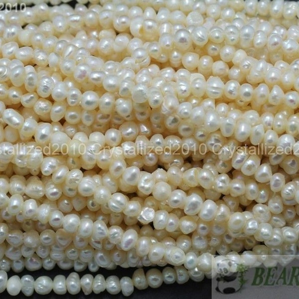 Pietre preziose di perle d'acqua dolce bianche naturali Perline distanziatrici a sfera di patate rotonde 3mm 4mm 5mm 6mm 7mm 8mm 9mm 10mm 11mm 12mm 15" Strand