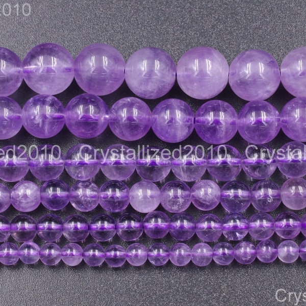 Grade A Naturel Lavande Amethyst Gemstone Loose Spacer Round Ball Perles 4mm 5mm 6mm 7mm 8mm 10mm 12mm 14mm 16 »