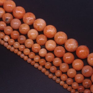 Natural Orange Calcite Gemstone Round Ball Loose Spacer Beads 4mm 6mm 8mm 10mm 12mm 15.5&quot; Strand