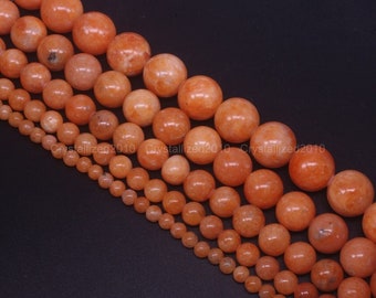 Cuentas de calcita naranja, espaciador redondo, tira de 39 cm