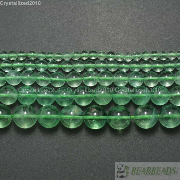 Grade AAA Natural Green Fluorite Gemstone Loose Spacer Round Ball Beads 4mm 6mm 8mm 10mm 12mm 14mm 15.5"