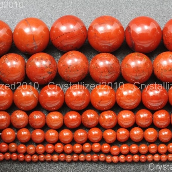 Natural Red Jasper Gemstone Round Ball Loose Spacer Beads 2mm 3mm 4mm 6mm 8mm 10mm 12mm 14mm 15.5" Strand