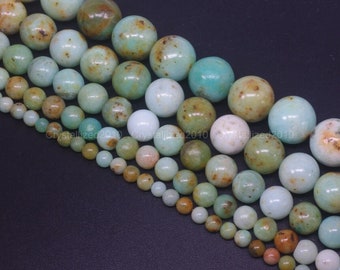 Natural Mongolian Turquoise Gemstones Round Ball Spacer Beads 4mm 6mm 8mm 10mm 12mm 15.5&quot;