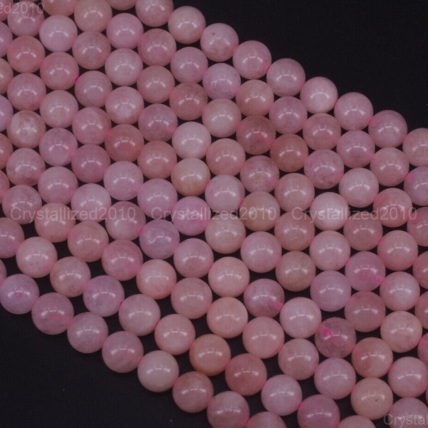 Genuine Grade AAA Natural Gemstones Pink Morganite Round Ball Loose Spacer Beads 4mm 6mm 8mm 10mm 12mm 15" Strand