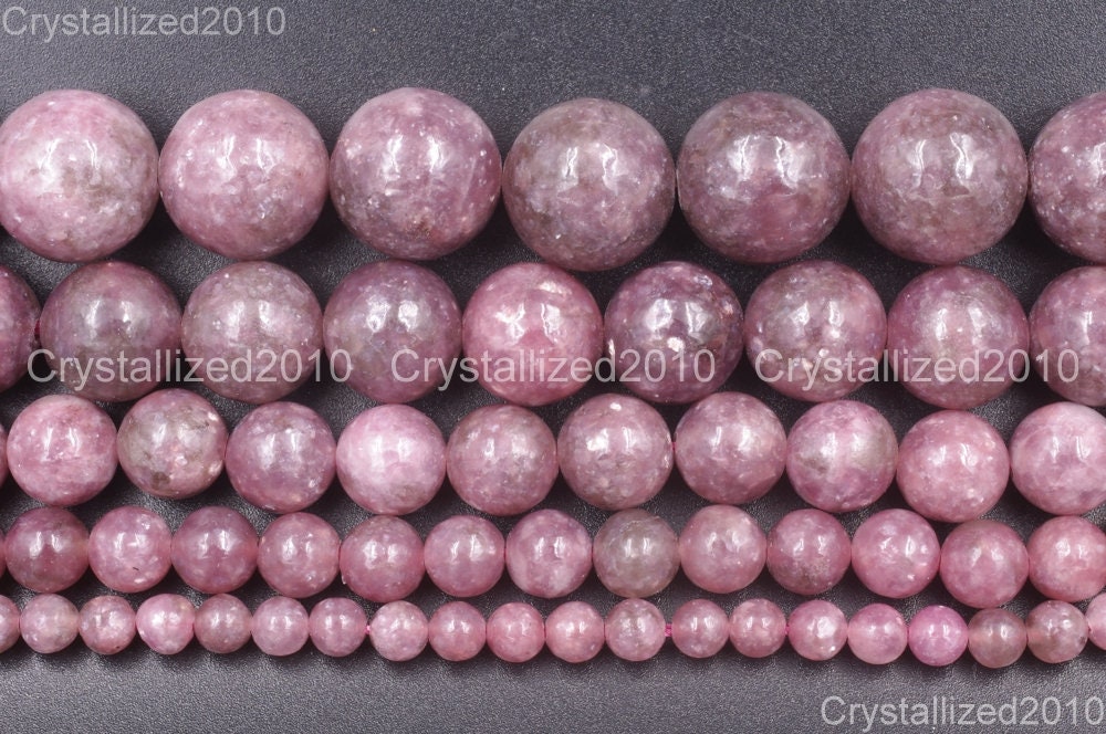 Grade AAA Natural Lepidolite Gemstone Purple Pink Loose Spacer Round Ball Beads 4mm 6mm 8mm 10mm 12mm 15.5"