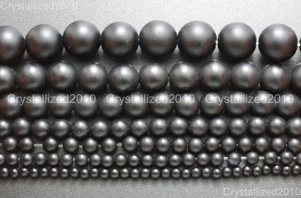 Matte Natural Black Onyx Gemstones Round Ball Loose Spacer Beads 2mm 3mm 4mm 5mm 6mm 7mm 8mm 10mm 12mm 14mm 16mm 18mm 20mm 15.5"